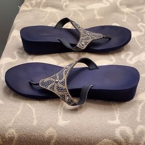 Navy Blue Payless Flip Flops with Rhinestones